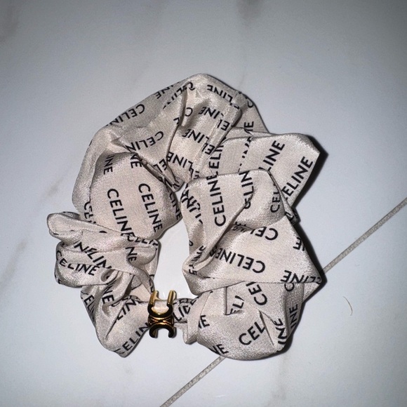 Celine Beige Logo Scrunchie - Picture 6 of 7
